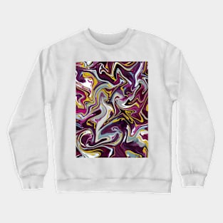 Luxe Living with Gold Silk Marble - Magenta, Blue, Grey Liquid Paint Pattern Crewneck Sweatshirt